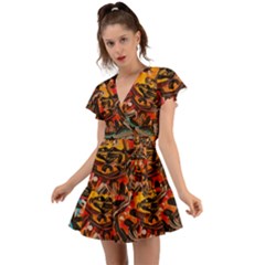 Image Flutter Sleeve Wrap Dress