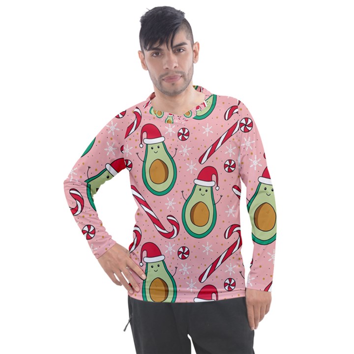 Avo Merry Christmas, Candies, Candy Cane Men s Pique Long Sleeve T-Shirt