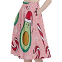 Avo Merry Christmas, Candies, Candy Cane A-Line Full Circle Midi Skirt With Pocket View2