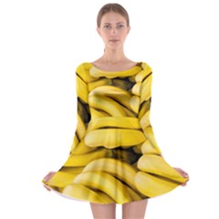 Bananas, Macro, Fruits, Ripe Bananas Long Sleeve Skater Dress