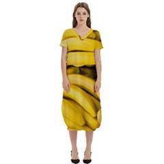 Bananas, Macro, Fruits, Ripe Bananas T-shirt Midi Dress With Pockets