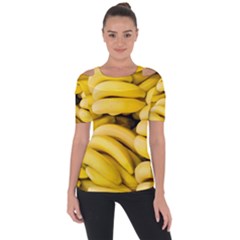 Bananas, Macro, Fruits, Ripe Bananas Shoulder Cut Out Short Sleeve Top