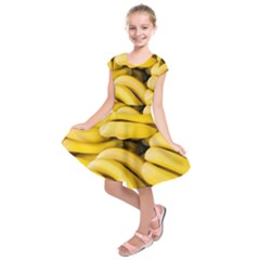 Bananas, Macro, Fruits, Ripe Bananas Kids  Short Sleeve Dress