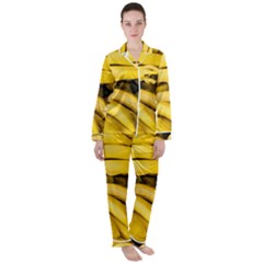 Bananas, Macro, Fruits, Ripe Bananas Women s Long Sleeve Satin Pajamas Set