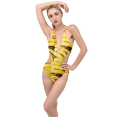 Bananas, Macro, Fruits, Ripe Bananas Plunging Cut Out Swimsuit