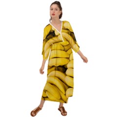 Bananas, Macro, Fruits, Ripe Bananas Grecian Style  Maxi Dress