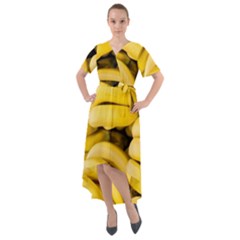 Bananas, Macro, Fruits, Ripe Bananas Front Wrap High Low Dress