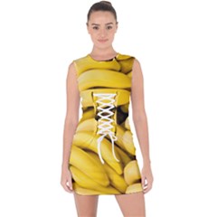 Bananas, Macro, Fruits, Ripe Bananas Lace Up Front Bodycon Dress