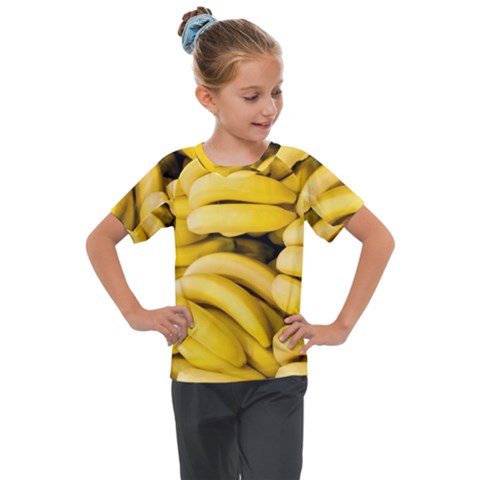 Bananas, Macro, Fruits, Ripe Bananas Kids  Mesh Piece T-shirt by kyorashop23