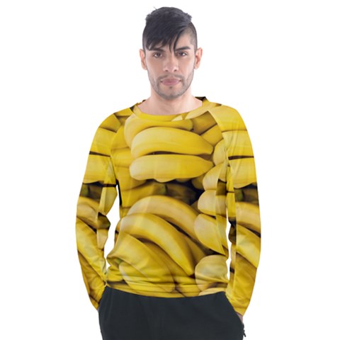 Bananas, Macro, Fruits, Ripe Bananas Men s Long Sleeve Raglan T-shirt by kyorashop23