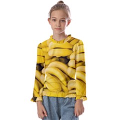 Bananas, Macro, Fruits, Ripe Bananas Kids  Frill Detail T-shirt