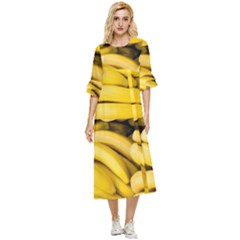 Bananas, Macro, Fruits, Ripe Bananas Double Cuff Midi Dress