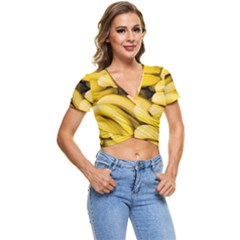 Bananas, Macro, Fruits, Ripe Bananas Short Sleeve Foldover T-shirt