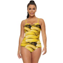 Bananas, Macro, Fruits, Ripe Bananas Retro Full Coverage Swimsuit