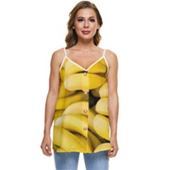 Bananas, Macro, Fruits, Ripe Bananas Casual Spaghetti Strap Chiffon Top