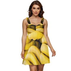 Bananas, Macro, Fruits, Ripe Bananas Ruffle Strap Babydoll Chiffon Dress