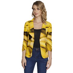 Bananas, Macro, Fruits, Ripe Bananas Women s One-button 3/4 Sleeve Short Jacket