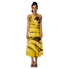 Bananas, Macro, Fruits, Ripe Bananas Sleeveless Cross Front Cocktail Midi Chiffon Dress