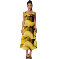 Bananas, Macro, Fruits, Ripe Bananas Square Neckline Tiered Midi Dress