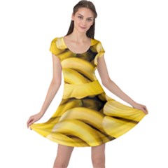 Bananas, Macro, Fruits, Ripe Bananas Cap Sleeve Dress