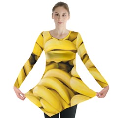 Bananas, Macro, Fruits, Ripe Bananas Long Sleeve Tunic  by kyorashop23