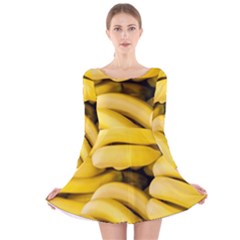 Bananas, Macro, Fruits, Ripe Bananas Long Sleeve Velvet Skater Dress by kyorashop23