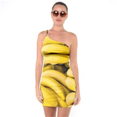 Bananas, Macro, Fruits, Ripe Bananas One Shoulder Ring Trim Bodycon Dress by kyorashop23