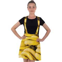 Bananas, Macro, Fruits, Ripe Bananas Velvet Suspender Skater Skirt