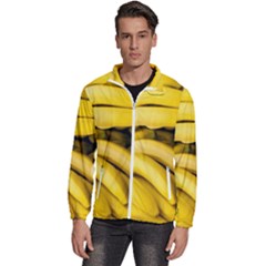 Bananas, Macro, Fruits, Ripe Bananas Men s High Neck Windbreaker