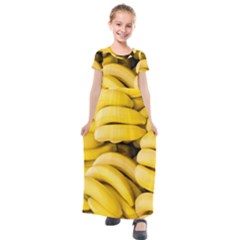 Bananas, Macro, Fruits, Ripe Bananas Kids  Short Sleeve Maxi Dress