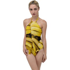 Bananas, Macro, Fruits, Ripe Bananas Go With The Flow One Piece Swimsuit