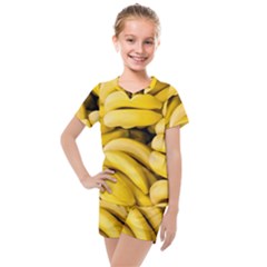 Bananas, Macro, Fruits, Ripe Bananas Kids  Mesh T-shirt And Shorts Set