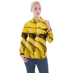 Bananas, Macro, Fruits, Ripe Bananas Women s Long Sleeve Pocket Shirt