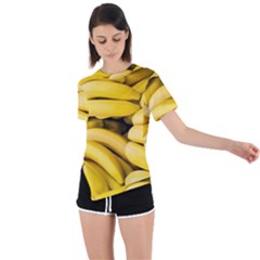 Bananas, Macro, Fruits, Ripe Bananas Asymmetrical Short Sleeve Sports T-shirt