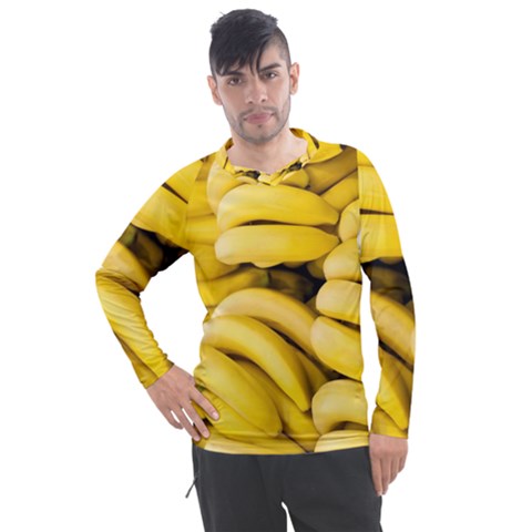 Bananas, Macro, Fruits, Ripe Bananas Men s Pique Long Sleeve T-shirt by kyorashop23