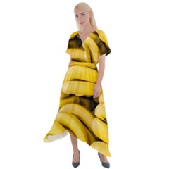 Bananas, Macro, Fruits, Ripe Bananas Cross Front Sharkbite Hem Maxi Dress by kyorashop23