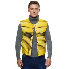 Bananas, Macro, Fruits, Ripe Bananas Men s Button Up Puffer Vest	