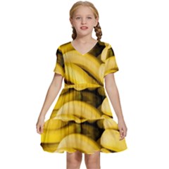 Bananas, Macro, Fruits, Ripe Bananas Kids  Short Sleeve Tiered Mini Dress