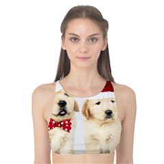 Christmas Puppies, Santa, Craciun, Christmas, Funny, Hat, Puppy, Red Tank Bikini Top by kyorashop23