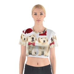 Christmas Puppies, Santa, Craciun, Christmas, Funny, Hat, Puppy, Red Cotton Crop Top by kyorashop23