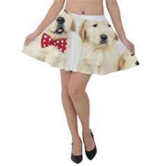 Christmas Puppies, Santa, Craciun, Christmas, Funny, Hat, Puppy, Red Velvet Skater Skirt