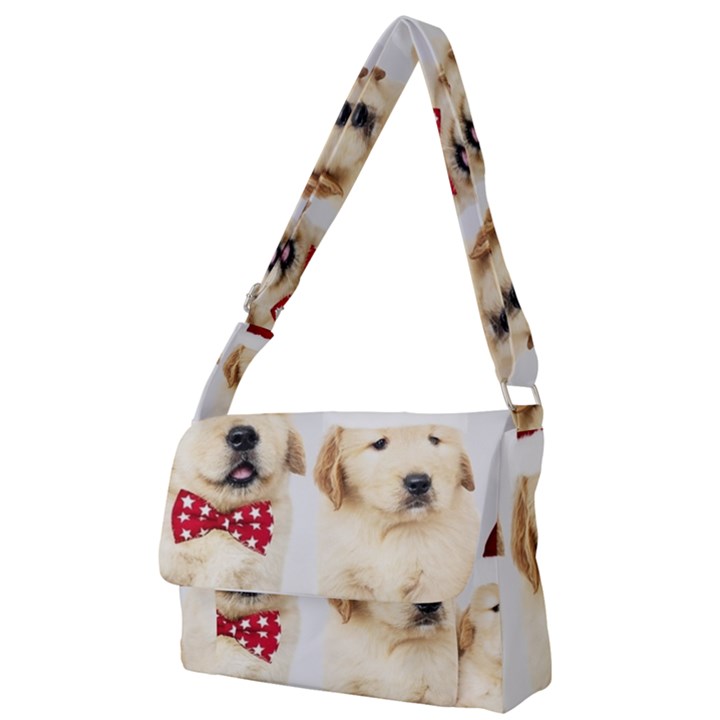 Christmas Puppies, Santa, Craciun, Christmas, Funny, Hat, Puppy, Red Full Print Messenger Bag (S)