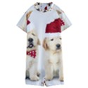 Christmas Puppies, Santa, Craciun, Christmas, Funny, Hat, Puppy, Red Kids  Boyleg Half Suit Swimwear View1