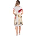 Christmas Puppies, Santa, Craciun, Christmas, Funny, Hat, Puppy, Red Classic Short Sleeve Dress View4