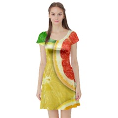 Fruit, Lemon Short Sleeve Skater Dress