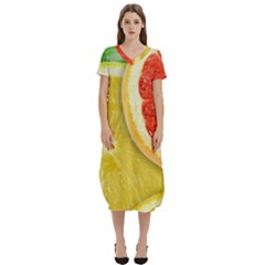 Fruit, Lemon T-shirt Midi Dress With Pockets