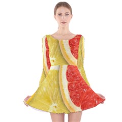 Fruit, Lemon Long Sleeve Velvet Skater Dress by kyorashop23