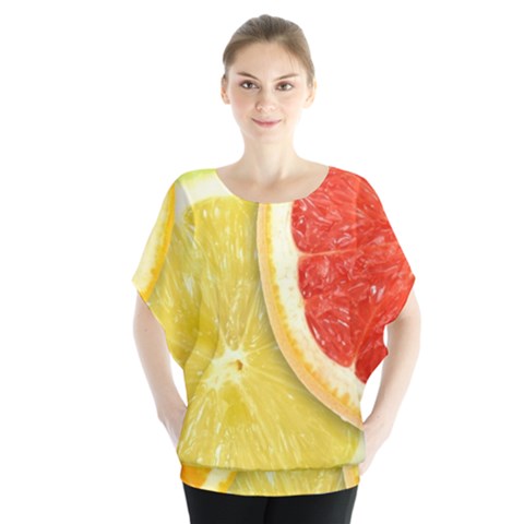 Fruit, Lemon Batwing Chiffon Blouse by kyorashop23