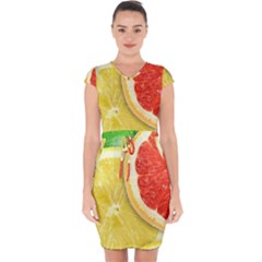 Fruit, Lemon Capsleeve Drawstring Dress 