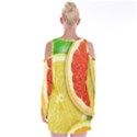 Fruit, Lemon Velvet Long Sleeve Shoulder Cutout Dress View2